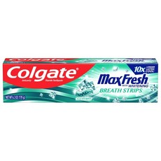 숨막힘 스트립이 포함된 콜게이트 맥스 프레시 화이트닝 치약 클린 민트 6온스 튜브 4팩 Colgate, Clean Mint, 6.3 Ounce (Pack of 1), 1개