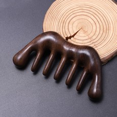 바닐라윈드 두피 정리 깔끔한 경락 안마빗 블랙 단향목 넓은 이 나무빗 자개의함, 블랙 단향목 산형 안마빗