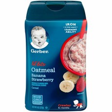 gerber 거버 Lil 'Bits 베이비 시리얼 오트밀 바나나 딸기 227g, 거버 베이비 시리얼 유기농 오트밀 227g