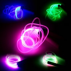 야광 LED 다이어트 유산소 태권도 크로스핏 저녁 야간 운동 줄넘기, 그린손잡이(무지개)