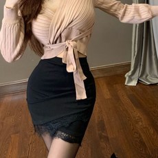 소닛 세련된 레이스 스커트 허리밴딩 미니스커트