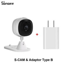 SONOFF CAM 슬림 와이파이 스마트 보안 카메라 1080P HD 모션 알람 양방향 오디오 장면 연결 EWeLink 앱 알, 1개