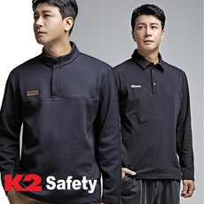  K2 세이프티 남자 긴팔 티셔츠 기모 집업 카라 F3201 