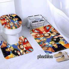 원피스 3D 인쇄 샤워 커튼 방수 욕실 미끄럼방지 목욕 매트 세트 변기 러그 X33 2185158, B01-3PC Mat Set