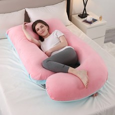 수면 쿠션 배꼽 바디 지지대 서라운드 베개 부드러운 타입 다리 릴렉스 임산부 엉덩이, Pink blue