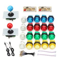 Diy 조이스틱 아케이드 키트 20 개의 led 아케이드 버튼 + 2 개의 조이스틱 + 2 개의 usb 인코더 키트 + 케이블 아케이드 게임 부품 세트|조이스틱|, 3, 1개, 스페인