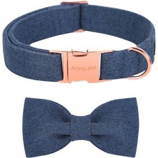 ARING 펫 개 목걸이 보우 코튼 귀여운 보우타이 목걸이 조절식 보이 반려동물 포함, XS, Navy blue, 1개