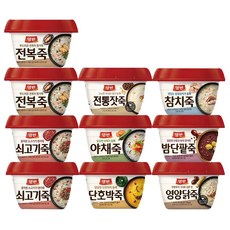 동원 양반 전복죽 2개+전통잣죽 2개+쇠고기죽1개+야채죽1개+단호박죽1개+참치죽1개+밤단팥죽1개+영양닭죽1개 총 10개