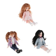 Zeyuan 3 여성 30cm 볼 조인트 인형 세트 인형 관절 인형 헤어, 플라스틱, 다색