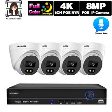 영어 설명서 4K 얼굴 감지 돔 IP 영상 감시 카메라 세트 POE CCTV 카메라 보안 시스템 세트 8CH 8MP NVR 세트 2소켓 오디오 XMEYE, 없다, 8채널 NVR 4종 세트 카메라, 1개