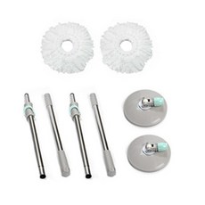 오션웰라이프 핸드스핀 청소기 밀대봉 + 회전판 + 리필 걸레 화이트 16cm 세트, 2세트