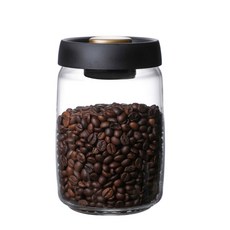 진공 밀봉 캐니스터 커피 원두 유리에 밀폐 된 캐니스터 주방 음식 곡물 사탕 보관 용기 용기, 3, 1개