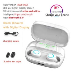Auriculares inalámbricos con control táctil para móviles audífonos estéreo 9D carga de 3500mAh y blu, 백색 LED 디스플레이, 중국