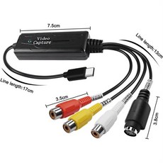 USB연결선 RCA AV-USB C 변환기 비디오 캡처 카드 어댑터 1 채널 AV NTSC PAL S 컴포지트-USB, 1개