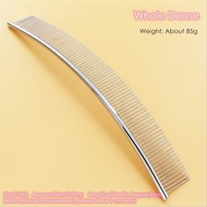 강아지눈꼽빗 얼굴 브러쉬 펫 콤 25cm 개 곡선 빗 전문 스테인레스 스틸 애완 동물 손질 고밀도 또는 이빨, 02 Whole Dense