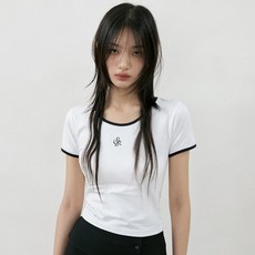 시티브리즈 라인 배색 슬림 티셔츠_WHITE553343 - 시티브리즈