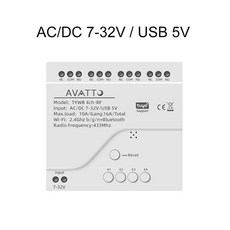 AVATTO Tuya 와이파이 4 채널 스마트 스위치 모듈 7 32V/85 250V 원격 제어 릴레이 Alexa 구글 홈으로 음, 01 7-32V