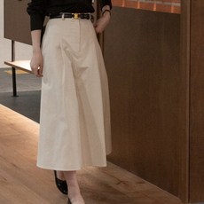 라이프핵 여성용 허리밴 플레어 버튼 밴딩 스커트 A라인 상품 이미지