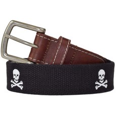 J.T.의 Jolly Roger Skull and Bones Embroidered Men 's Belt (Black) 스펜서 (32)