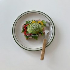 턱스톤 그린베이 빈티지 그릇 국그릇 요거트볼 시리얼볼, 그린도트직경18cm