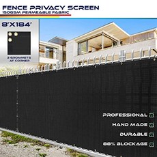 컬러 헤비 듀티 프라이버시 스크린 펜스 솔리드 블랙 8'x 184 '황동 와셔 3 년 보증 150 GSM (사용자 정의 크기) (8' x 184' Black), 8' x 184', Black