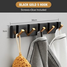 검은 황금 벽 코트 옷 걸이 접이식 수건 욕실 설치 주방 액세서리, 05 Black Gold 5