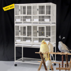  앵무새장 고급 대형 바퀴달린 이동장 청소하기쉬운 케이지 철제 선반 놀이터 날림장 3단, 2단 새장 