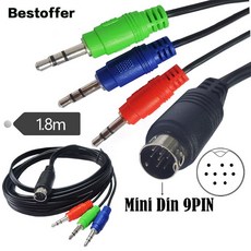 .8m 미니 DIN 9 핀 남성 DC 3*3.5mm 어댑터 케이블 오디오 수신기 모니터링 장비, 0 Black_0 .8m, 1개