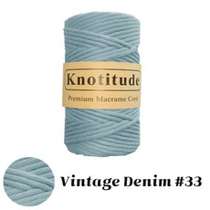 노티튜드 순면 컬러 푼사 4mm 마크라메실 90야드, 32 VINTAGE DENIM, 1개 - 푼사