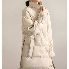 구스 패딩 코트 따뜻한 겨울 데일리 루즈핏 경량 벨트 디테일 롱패딩
