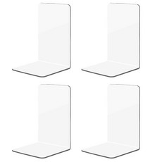 도큐모 책 지지대 L자 북엔드 4개, 투명 투명