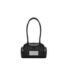 마땡킴 ZIPPER LEATHER SQUARE BAG IN BLACK