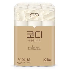 코디 베이지소프트 3겹 천연펄프 롤화장지 30m, 30개입, 1개