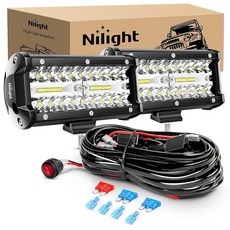 Nilight 16.5cm(6.5인치) 120W LED 조명 바 앰버 화이트 스트로브 6가지 모드 메모리 기능 오프로드 트럭 자동차 ATV SUV 캐빈 보트 16AWG 배선 하네스, 1개