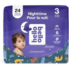 Hello Bello 기저귀 일자형 헬로 벨로 프리미엄 하룻밤 아기 사이즈 3 24 카운트 유니섹스 흡수력이 뛰어나고 부드럽고 적인 영유아 일회용 Q1648797, Size 3 (14-24 Pound)