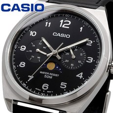 카시오 CASIO 문페이즈 남성용 아날로그 라운드 가죽 손목시계 MTP-M300L-1AV