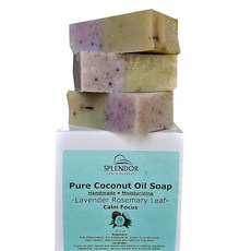 Lavender Rosemary Leaf (10.5 oz) - Pure Coconut Oil Soap for Calm Focus. Handmade Moisturizing Natural Vegan With Essential Oils Organic Spirulina, One Color, One Size