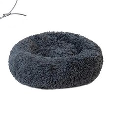 라운드 침대 쿠션 플러시 고양이 겨울 수면 애완 동물 개집 이동, B.80CM, 1개
