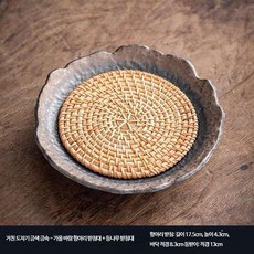 호승 미니차판 세라믹 퇴수기 수제 사각 다구 자사호 차도구 차반 1인용 다도 도자기 물빠짐, 금색 가을풍 항아리 받침 + 등나무 받침, 단품, 1개