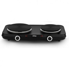 Weasy 전기 레인지 핫플레이트 쿡탑 인덕션 전기렌지 W easy 모바일 2 버너 핫 플레이트 PLW225 온도 조절기 15cm 및 18cm 2개 조절 가능 청소하기 쉬운 2