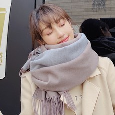 여성 가을 인조 캐시미어 숄 투웨이 양면 두꺼운 롱 보온 학생 넥워머