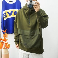 [코디캡틴] 큰옷 아노락 빅사이즈기모 반집업 후리스 후드티