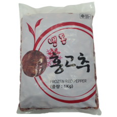 [얌얌마켓] 냉동 홍고추 슬라이스 1kg (아이스박스 포함), 1개