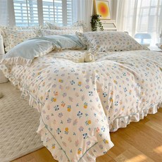 100 면 이불 커버 침대 린넨 꽃 침구 세트 싱글 퀸 킹 사이즈, 2 pillowcase48x74cm, CHINA, chuyu