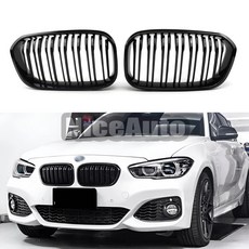 BMW 1시리즈 15-19년 118d 120i 125i 135i F20 LCI F21 카본 ABS 듀얼 슬랫 흡기 키드니 그릴 호환, 유광 블랙
