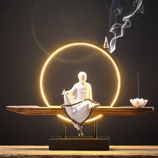 116569 부처님 관세음보상 LED 향 공예 오브제 미니 불상 부처상 장식품 불교용품 부처님 동상 세라믹, Jade Porcelain Earth Store Bod