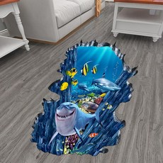 시트지 트릭아트 트릭아트포인트 바닥 트릭아트시트지 돌고래 입체 3d바닥스티커 인테리어 벽화, Q 잠수함 벽 상어 E014 90x60 cm
