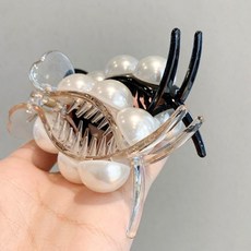 디엠몰 1 1 왕진주 똥머리 올림머리 고정 대왕 헤어 집게핀 블랙 1개 화이트 1개