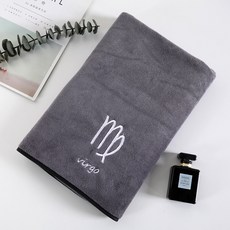 소프트터치 프리미엄 그레이쉬 바스타올 30수 면사 12개의 별자리 자수 140x70cm 300g, 1개, 처녀자리