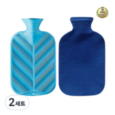  파쉬 3D 메탈 핫팩 물주머니 2L 랜덤 발송 + 면쭈리커버 블루, 2세트 